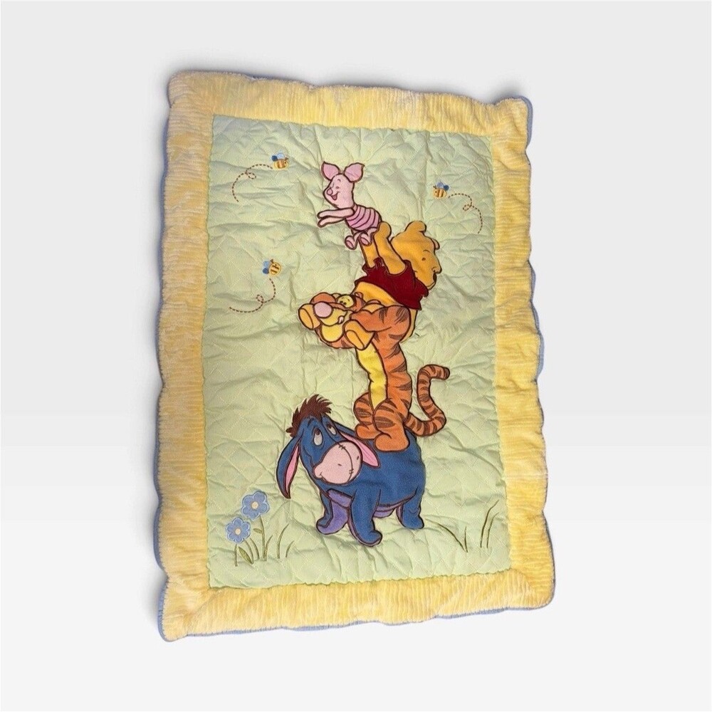 Disney Baby Plush Crib Blanket Pooh, Tigger, Eeyore, Piglet 24 X 36”